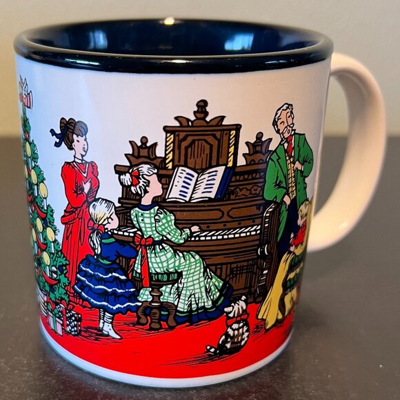 Vintage POTPOURRI PRESS Christmas Family Gathering Ceramic Mug.~ Victorian Era - Picture 6 of 8